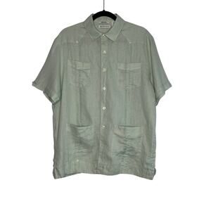 Cubavera light green linen short sleeves shirt size medium